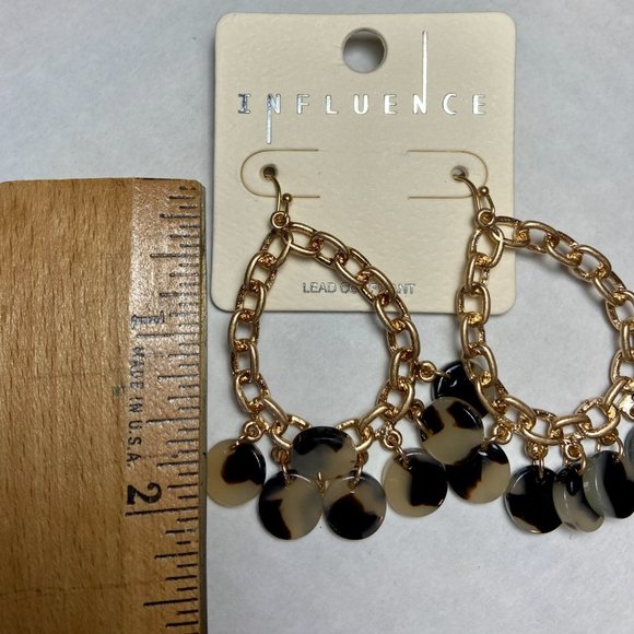 Oval gold chainlink earrings with tortoise - Picture 8 of 8